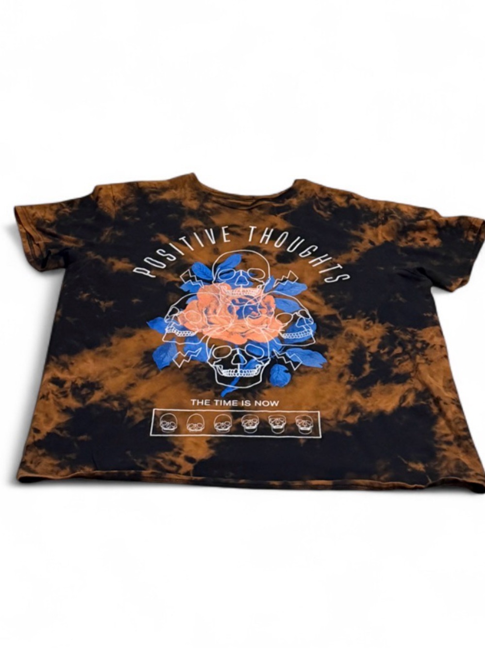 Tie-Dye Graphic Tee with 'Positive Thoughts'